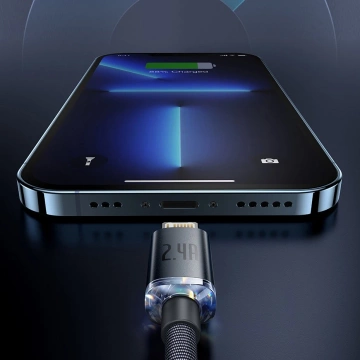 Baseus Crystal Shine Series kabel USB kabel pro rychlé nabíjení a přenos dat USB Typ A - Lightning 2,4A 2m fialový (CAJY000105)