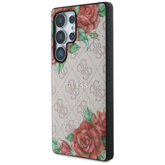 Etui Guess 4G Flowers Print MagSafe do Samsung Galaxy S25 Ultra Różowy