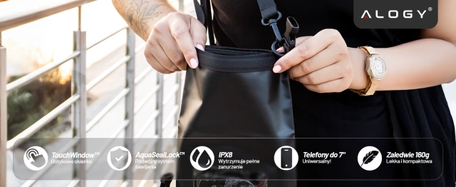 Sakwa Etui wodoodporne na telefon duża torba worek Case wodoszczelne Alogy Waterproof Czarne