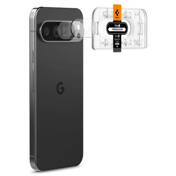Kryt fotoaparátu z tvrzeného skla Spigen Optik.Tr „EZ Fit“ Ochranný kryt fotoaparátu 2 balení Google Pixel 9 Pro Crystal Clear