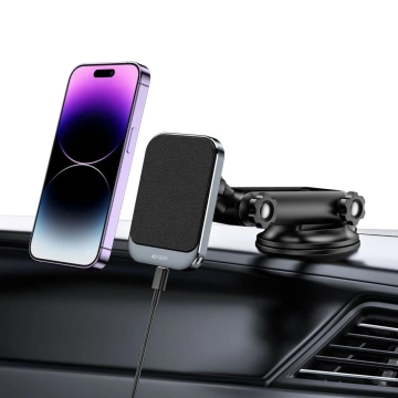 Магнітний індукційний автомобільний тримач MM15W-V2 Magnetic MagSafe Dashboard Car Mount Wireless Charger 15W Black