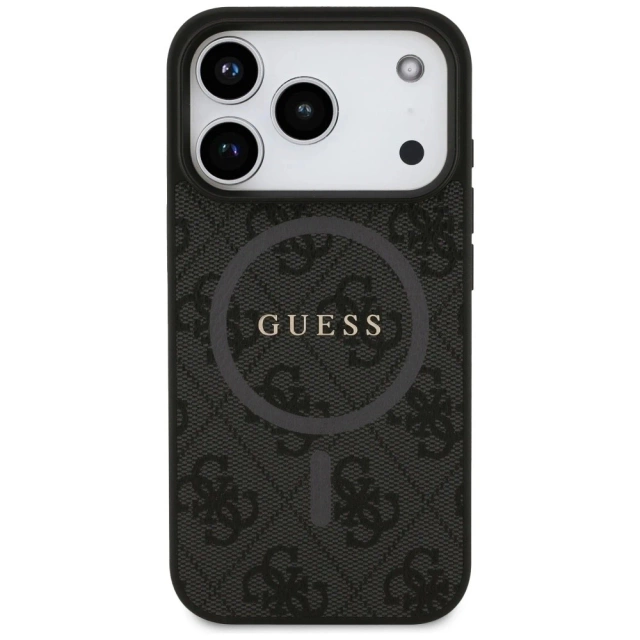 Etui do iPhone 17 Pro Guess 4G Ring Classic Logo MagSafe Black