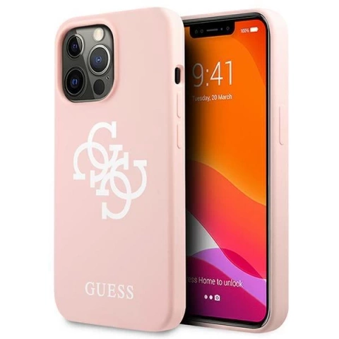 Guess GUHCP13LLS4GWPI iPhone 13 Pro / 13 6,1" różowy/рожевий жорсткий чохол силіконовий логотип 4G