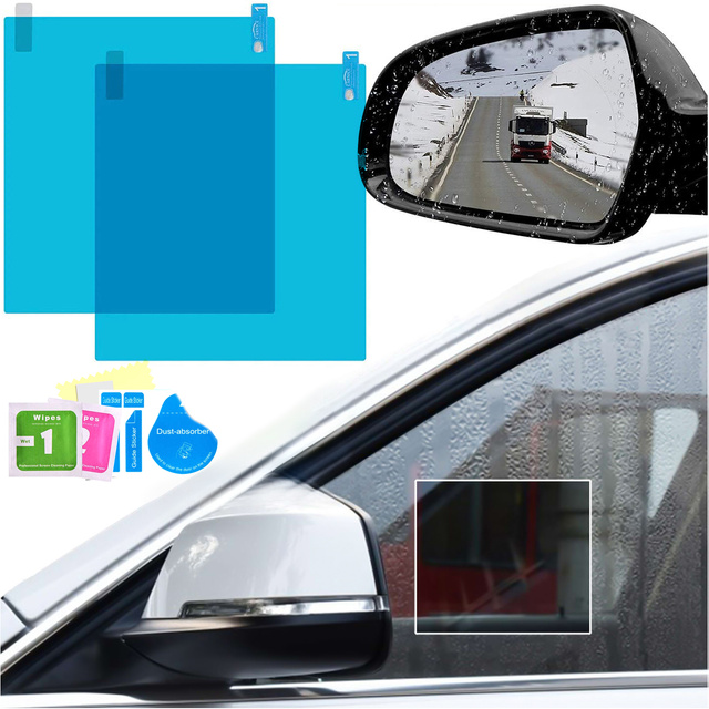 2x hydrofóbna nano fólia samolepka na okno zrkadlové dažďu vodeodolné do autokúpeľne 15x20cm 2x nano zrkadlová fólia