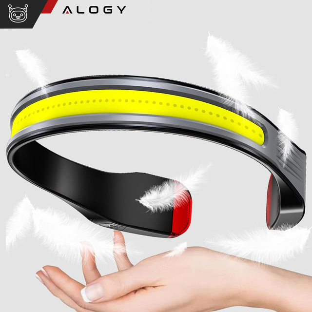 2x COB LED čelovka na beh na bicykli, výkonná, dobíjacia, USB typ C, čelovka Alogy, IPX4, čierna