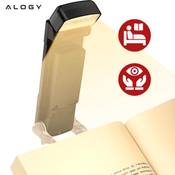 Alogy Clip Lamp LED čítacia lampa s nabíjateľnou sponou na knihy, čierna