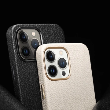 Dux Ducis Roma leather case for iPhone 13 Pro Max elegant case made of natural leather white