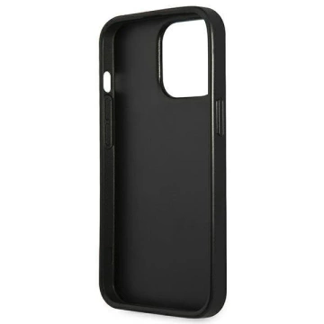 Etui Guess GUHCP13LPSATLK do Apple iPhone 13 Pro / 13 6,1" čierne/čierne pevné puzdro SaffianoTriangle Logo