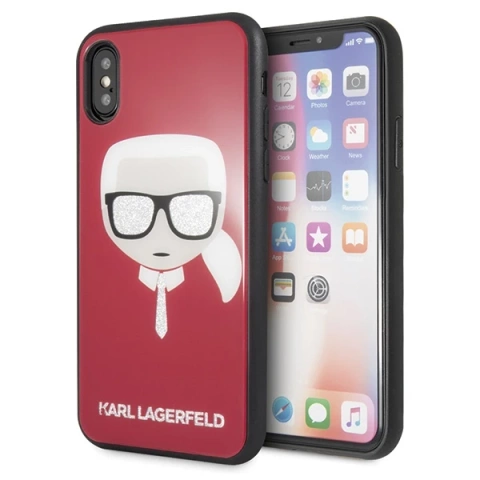 Etui Karl Lagerfeld KLHCPXDLHRE do Apple iPhone X/Xs Iconic Glitter Karl's Head