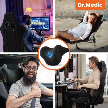 Masážny vankúš do opierky hlavy v aute – ergonomická opora hlavy, krku a zátylku, elektrický vibračný masážny prístroj pre vodiča a spolujazdca – Dr.Medic RelaxDrive™