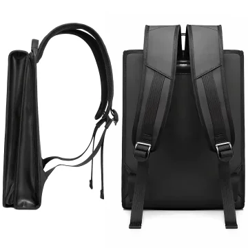 Bange Waterproof Backpack Laptop Bag 14" City Travel 39.5x29.5x8 cm for Work School Plane Men's Women's Slim Black