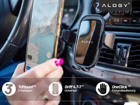 Držiak telefónu do auta, okienko, mriežka, kokpit, palubná doska, auto, auto, pre 7" telefón Alogy 3v1 čierny organizér