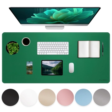 Schreibtischunterlage 80 × 40 cm – rutschfeste Schutzmatte aus elegantem PU-Ökoleder, für Maus und Tastatur, stilvoll und langlebig – Alogy WorkMat™ Grün