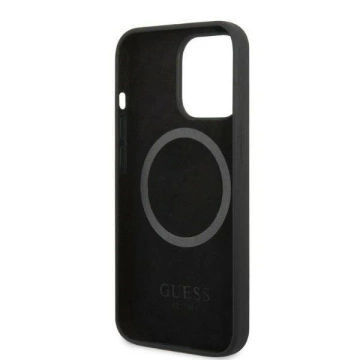 Etui Guess GUHMP13LSPLK do Apple iPhone 13 Pro / 13 6,1" čierne/čierne pevné puzdro Silicone Logo Plate MagSafe
