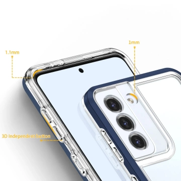 Priehľadné puzdro 3v1 na silikónový kryt Samsung Galaxy S23 Plus s rámom modrý