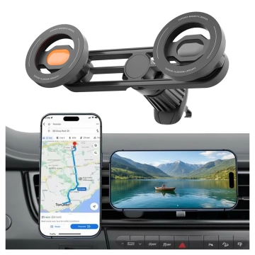 Car Air Vent Holder - MagSafe Dual Holder for 2 Phones, Strong and Stable, Magnetic Design - Alogy MagGrip™ Duo Black