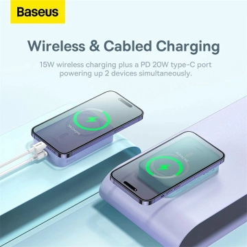 Baseus Magnetic Mini 20000 mAh 20W Powerbanka - fialový kábel USB-C / USB-C