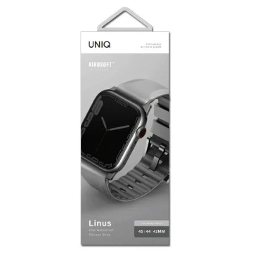 Pasek UNIQ Linus Apple Watch Series 4/5/6/7/8/SE/SE2/Ultra 42/44/45mm Airosoft Silikon szary/křídově šedá