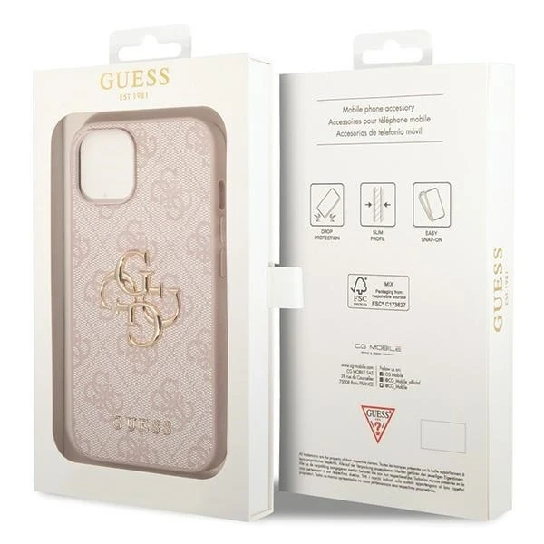 Guess GUHCP15S4GMGPI case for iPhone 15 6.1" pink/pink hardcase 4G Big Metal Logo