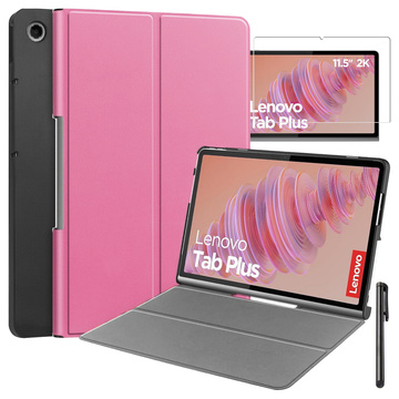 Protective Glass Case for Lenovo Tab Plus 11.5" 2024 TB351FU Alogy Book Cover Case Tablet Case Pink Free Stylus
