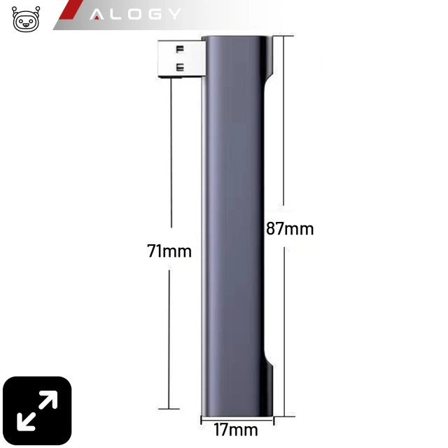 HUB-Splitter Alogy Adapter für Computer-Laptop mit USB-A auf 3x USB-A 2.0 1x USB-A 3.0 Grau