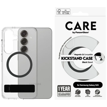 Pouzdro Etui CARE pro Samsung Galaxy S25 od PanzerGlass s magnetickým stojánkem a QI...