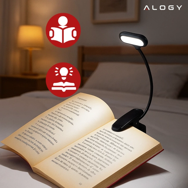 Alogy LED-Ansteck-Schreibtischlampe, kabellos, zum Lesen, Schwarz