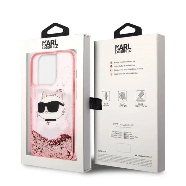 Etui Etui Karl Lagerfeld KLHCP14LLNCHCP pro iPhone 14 Pro 6,1" pevné pouzdro Glitter Choupette Head