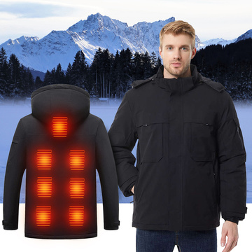 Vyhřívaná vyhřívaná elektrická bunda Unisex velikost XL zimní s kapucí HJ2 Mozos černá