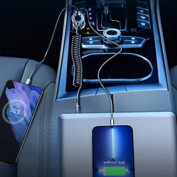 Rýchla autonabíjačka Joyroom 3 v 1 s káblom USB typu C 1,5 m 55 W čierna (JR-CL07)