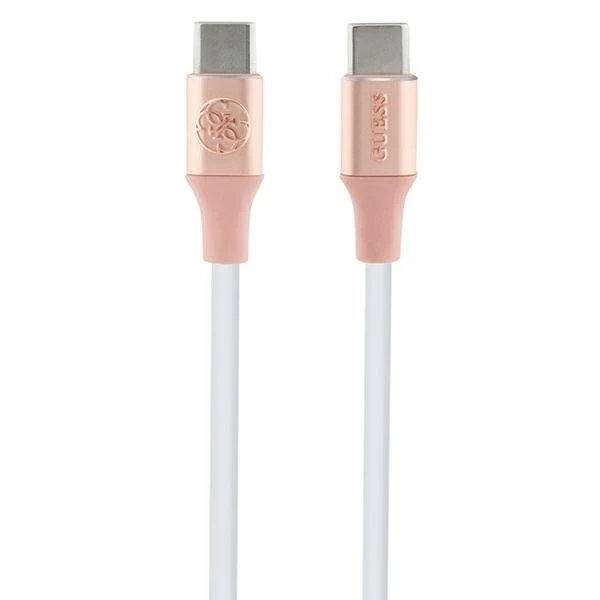 Guess USB-C auf USB-C Kabel 1,5m, Silikon, Schnellladung, Pink