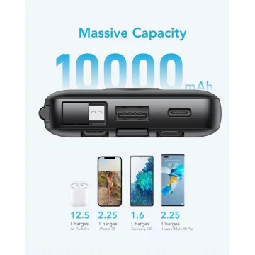 Powerbanka Externí baterie VEGER C10 - 10 000mAh (Micro Type C Lightning 8-pin) černá (W1116)