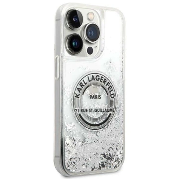 Etui Karl Lagerfeld KLHCP14LLCRSGRS na iPhone 14 Pro 6,1" pevné puzdro Liquid Glitter RSG