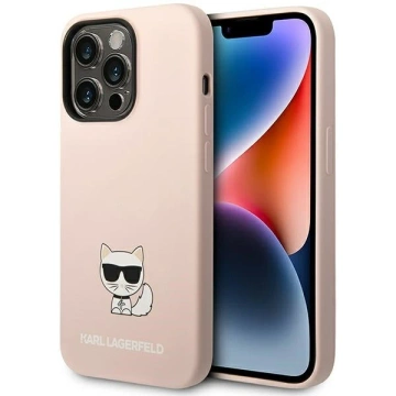 Karl Lagerfeld KLHCP14LSLCTPI ochranné puzdro na telefón pre Apple iPhone 14 Pro 6,1" pevné puzdro svetloružové/svetloružové silikónové telo Choupette