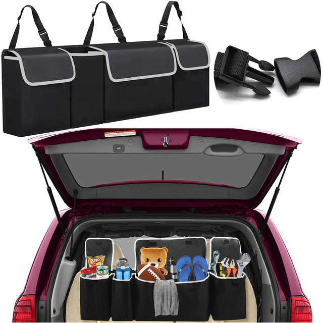 Car organizer Bag for the trunk of a car, large trunk for a seat with Velcro, Alogy Black