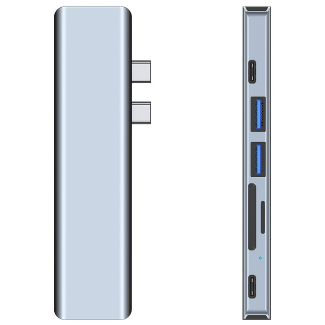 Адаптер концентратора USB V5-HUB 7w1 2x USB-C сірий
