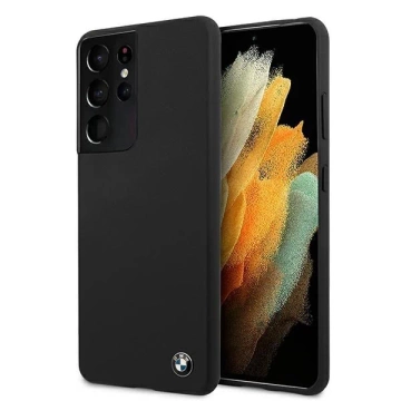 Etui BMW BMHCS21LSILBK do Galaxy S21 Ultra G998 pevné pouzdro Silikonový podpis