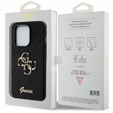 Etui Guess GUHCP15XHG4SGK pre iPhone 15 Pro Max 6,7" čierne/čierne pevné puzdro Glitter Script Big 4G