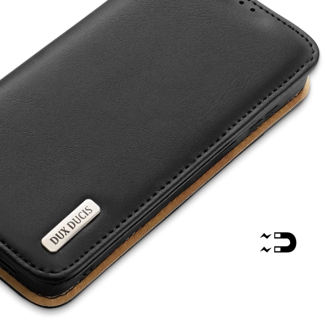 Dux Ducis Hivo Leather Flip Cover Genuine Leather Card & ID Wallet Samsung Galaxy S22 (S22 Plus) Black