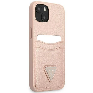 Etui Guess GUHCP13MPSATPP для Apple iPhone 13 6,1" różowy/рожевий твердий чохол SaffianoTriangle Logo CardSlot