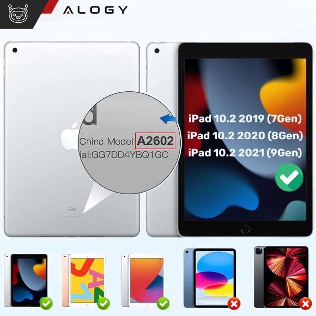 Etui do Apple iPad 10.2" 9/8/7 Gen (2021/2020/2019), Ochronne Smart Case z Klapką i Podstawką, Odporne TPU, Wzmocnione Narożniki, Alogy BookGuard™ – Granatowe