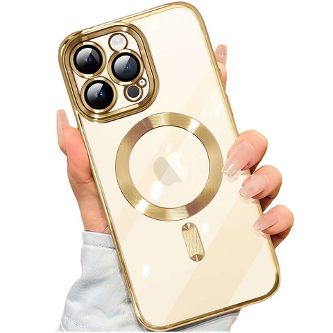 Puzdro MagSafe pre Apple iPhone 14 Pro Max Alogy Glamour Luxury Ring puzdro Transparentné zlato