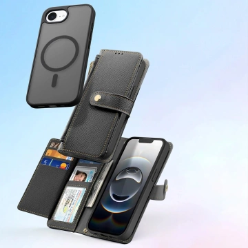 Dux Ducis Lawa Black iPhone 16e Case with Black MagSafe Wallet