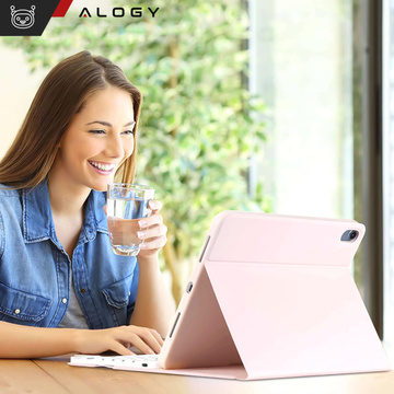 Ochranné pouzdro s bezdrátovou klávesnicí Alogy Keyboard Case s držákem pera pro Apple iPad 10.9 2022 růžové