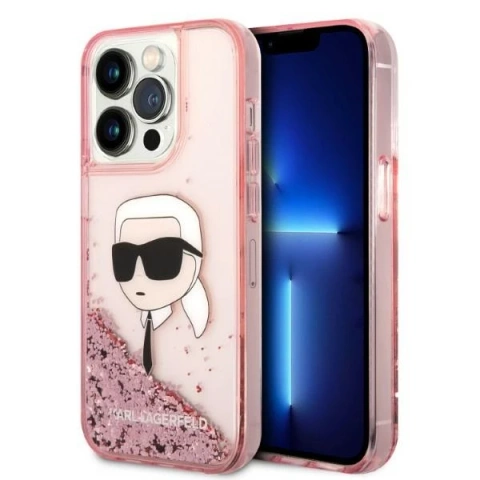 Karl Lagerfeld KLHCP14XLNKHCP case for iPhone 14 Pro Max 6.7" hardcase Glitter Karl Head pink/pink