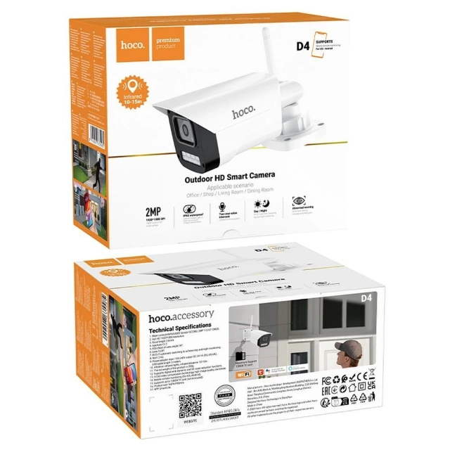 HOCO D4 Full HD WLAN-Außenkamera, IR, Farbe, IP65
