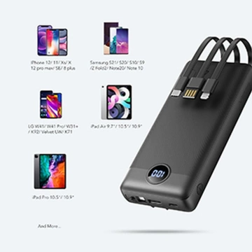 Powerbank Externá batéria (POWER BANK) VEGER C20 - 20 000mAh (Micro Type C Lightning 8-pin) čierna W2047