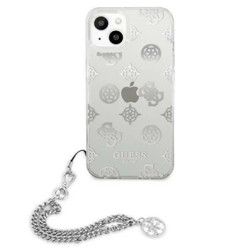 Guess GUHCP13SKSPESI iPhone 13 mini 5,4" srebrny/stříbrný pevný obal Peony Chain Collection