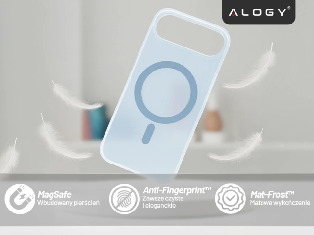 Apple iPhone 17 Air Hülle – Matte MagSafe-Abdeckung mit Linsenschutz, schlank und kratzfest, perfekte Passform – Alogy Skinny MatteCase™ Himmelblau