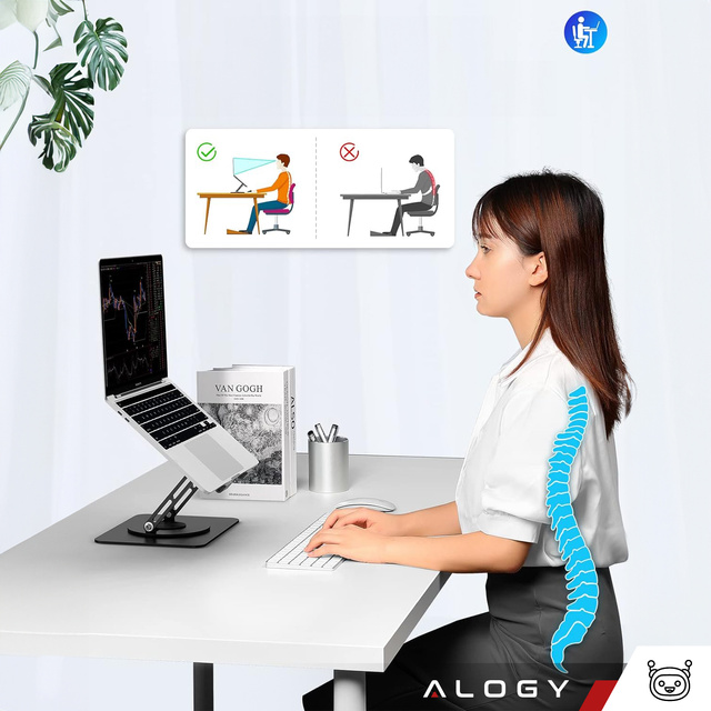 Laptop Stand for Macbook 17 Stand Holder Folding Table Swivel 360 Adjustable Aluminum for Alogy Desk Black